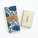 Blue Flowers Tea Towel & Boxed Mini Note Set