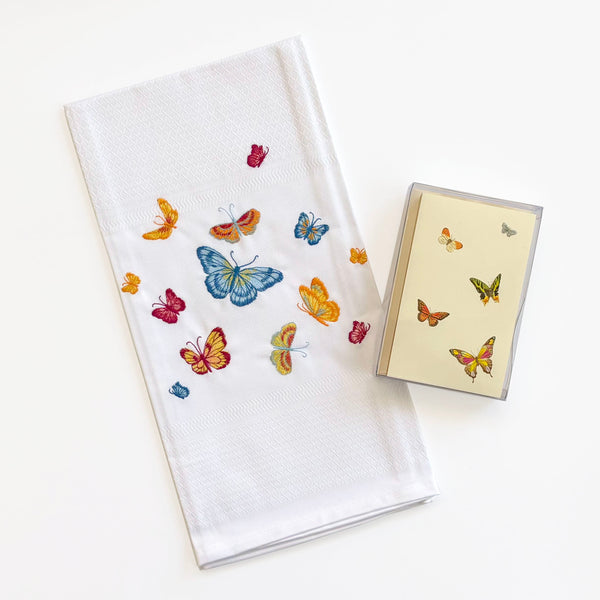 Butterflies Kitchen Towel & Boxed Mini Note Set