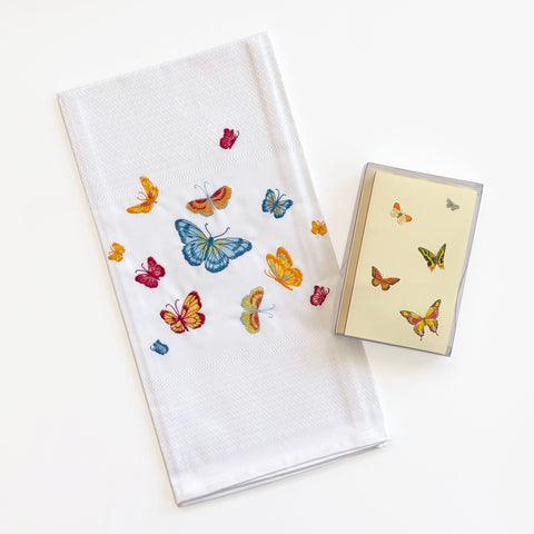 Butterflies Kitchen Towel & Boxed Mini Note Set