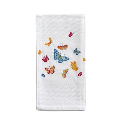 Embroidered Butterflies Kitchen Towel
