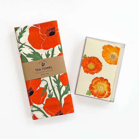 Poppies Tea Towel & Boxed Mini Note Set