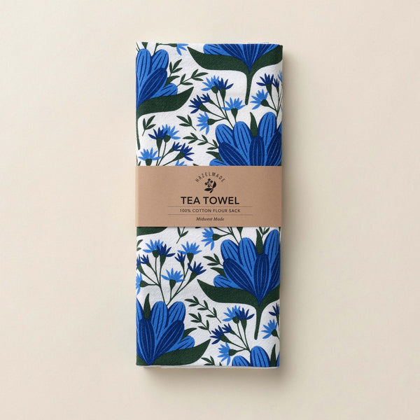 Hazelmade Blue Gentian Pattern Tea Towel
