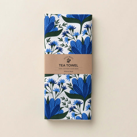 Hazelmade Blue Gentian Pattern Tea Towel