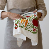 Hazelmade Orange Farmers Market Pattern Tea Towel