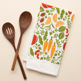 Hazelmade Orange Farmers Market Pattern Tea Towel