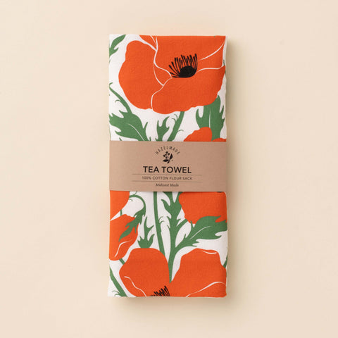 Hazelmade Poppies Pattern Tea Towel
