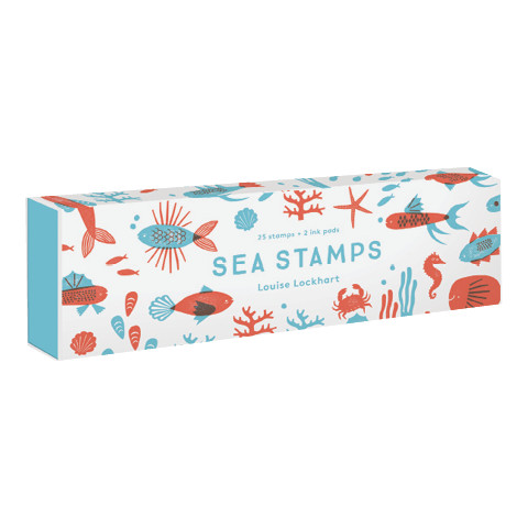 Sea Stamps - Rubber Stamp Set & Colorful Ink Pad