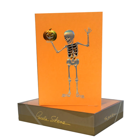 Skeleton Holding Pumpkin