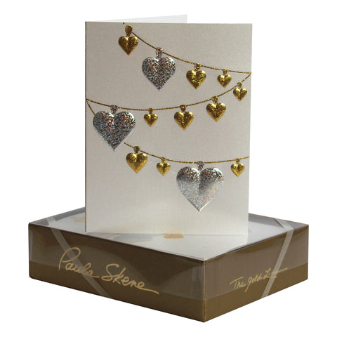 Heart Garland on Silver - Wedding Greeting Card