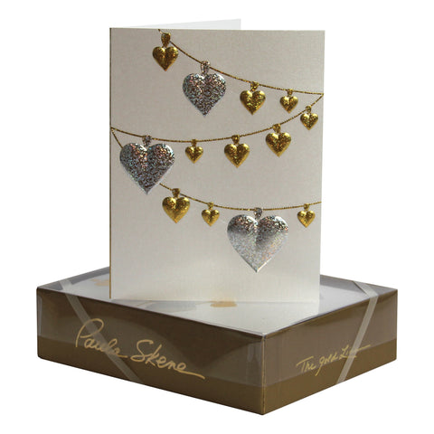 Heart Garland on Silver - Anniversary Greeting Card