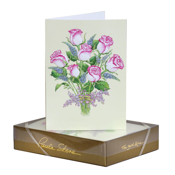 Pink Edged Roses - Valentine's Day Greeting Card