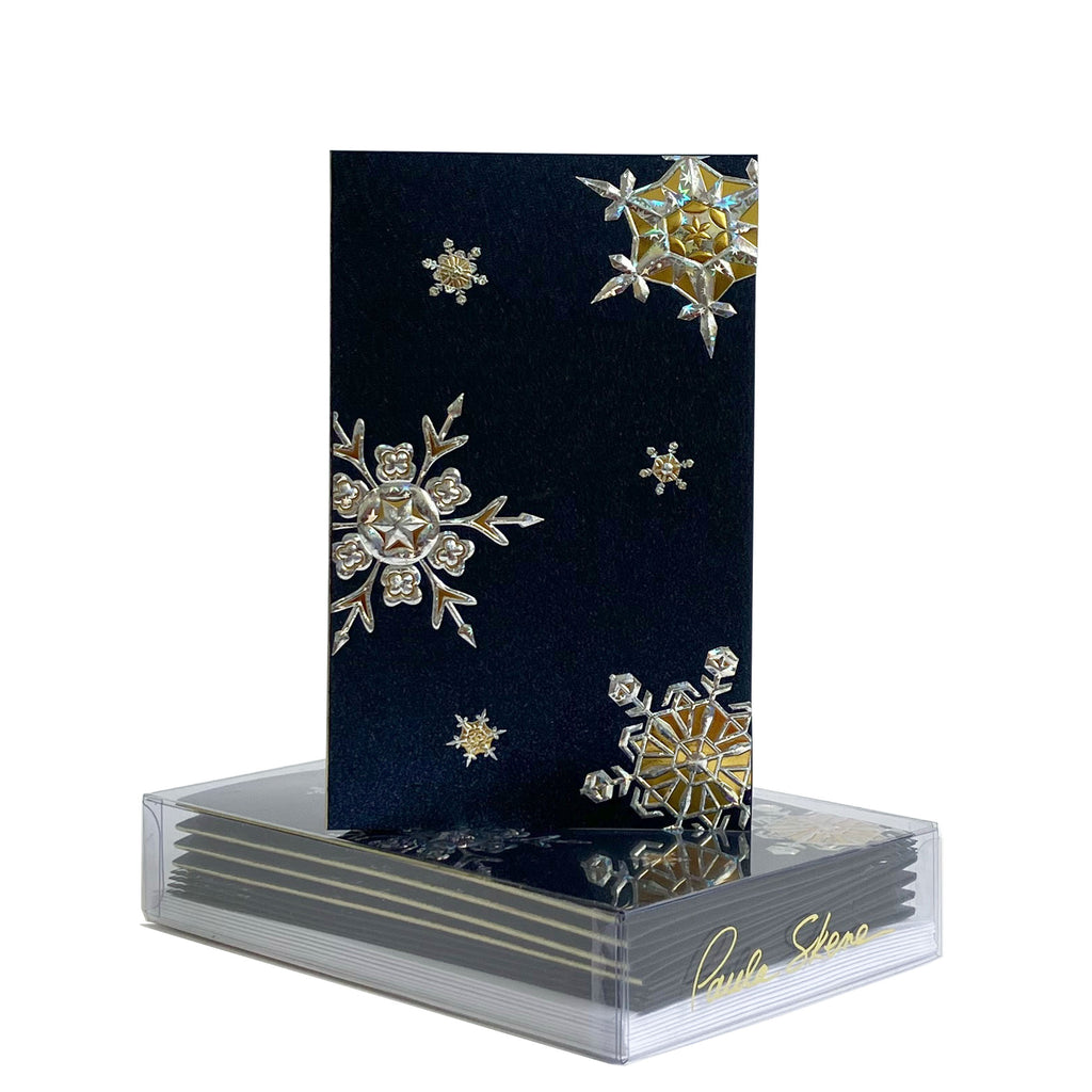 Set of 4 Embossed Mini Note Cards - Snowflake Notes