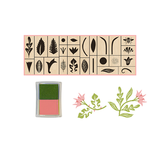 Stamp Garden - Rubber Stamp Set & Colorful Ink Pad
